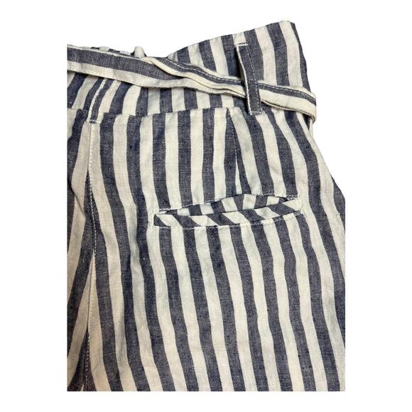Cynthia Rowley Striped Linen Paper Bag Shorts Tie Waist Casual Preppy Twee 4 - Picture 7 of 7